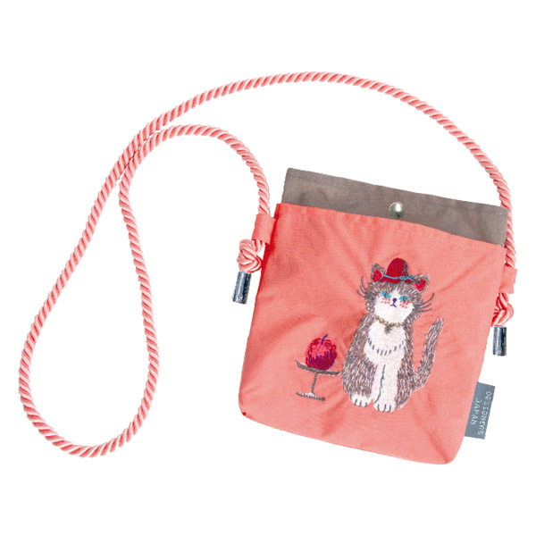 ポシェットにもなるミニポーチ　おすましのねこ
