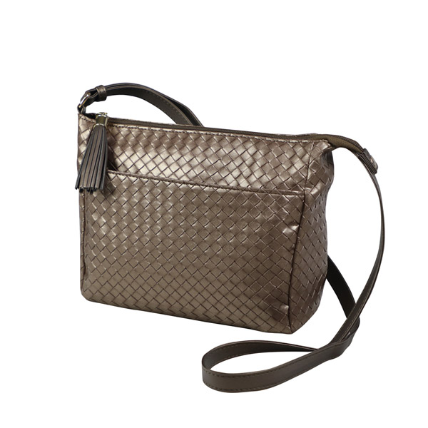 メッシュ型押しショルダーバッグ ブロンズ