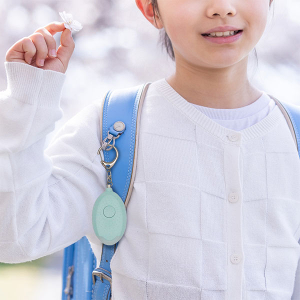 ライト付き防犯ブザーキーリング ミント