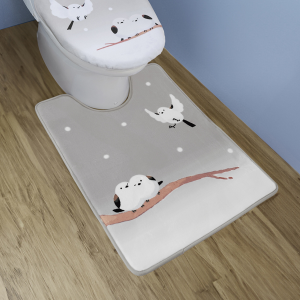 かわいい　シマエナガの洗えるトイレマット